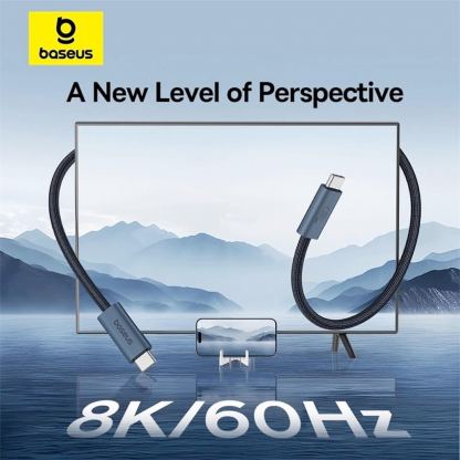 Baseus Flash USB4 USB-C to USB-C Fast Charging Cable 240W - здрав USB4 кабел с въжена оплетка за устройства с USB-C порт (100 см) (черен) 12