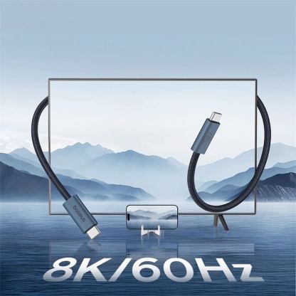 Baseus Flash USB4 USB-C to USB-C Fast Charging Cable 240W - здрав USB4 кабел с въжена оплетка за устройства с USB-C порт (100 см) (черен) 15