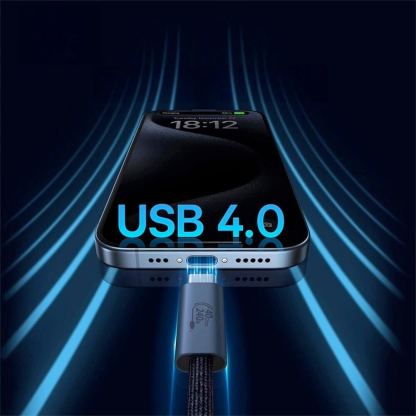 Baseus Flash USB4 USB-C to USB-C Fast Charging Cable 240W - здрав USB4 кабел с въжена оплетка за устройства с USB-C порт (100 см) (черен) 17