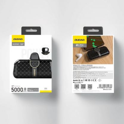 Dudao K20SC Mini Power Bank 5000 mAh USB-C - външна батерия с USB-C конектор (черен) 5