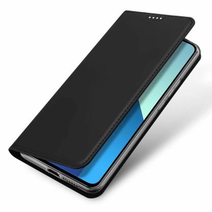 Dux Ducis Skin Pro Case - кожен калъф с поставка и отделение за кр. карти за Xiaomi Redmi Note 13 4G (черен) 4