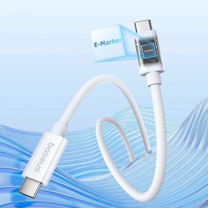 Baseus Flash USB4 USB-C to USB-C Fast Charging Cable 240W - здрав USB4 кабел с въжена оплетка за устройства с USB-C порт (100 см) (бял) 4