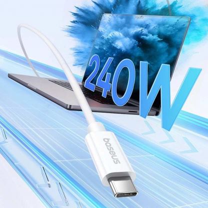 Baseus Flash USB4 USB-C to USB-C Fast Charging Cable 240W - здрав USB4 кабел с въжена оплетка за устройства с USB-C порт (100 см) (бял) 6