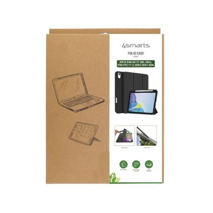4smarts Folio Basic Case - полиуретанов калъф с поставка и отделение за Apple Pencil за iPad Air 11 (2024) (черен) 2