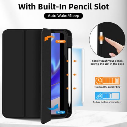 4smarts Folio Basic Case - полиуретанов калъф с поставка и отделение за Apple Pencil за iPad Air 11 (2024) (черен) 7