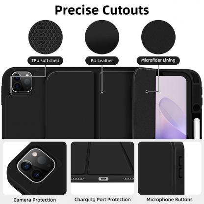 4smarts Folio Basic Case - полиуретанов калъф с поставка и отделение за Apple Pencil за iPad Pro 13 (2024) (черен) 6