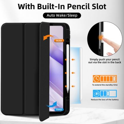 4smarts Folio Basic Case - полиуретанов калъф с поставка и отделение за Apple Pencil за iPad Pro 13 (2024) (черен) 8