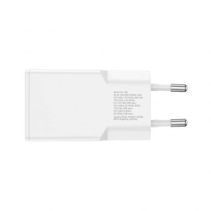 4smarts GaN Duos Slim Wall Charger 20W PD - захранване за ел. мрежа с USB-A и USB-C изходи и технология за бързо зареждане (бял) 4