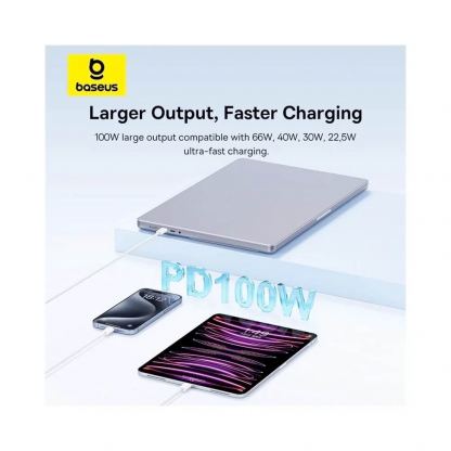Baseus Superior 2 Series USB-C to USB-C Cable PD 2.0 100W (P10365200211-04) - здрав кабел за бързо зареждане за устройства с USB-C порт (200 см) (бял) 2