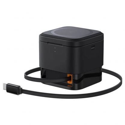 Baseus 2in1 MagPro Magnetic Charger with MagSafe 25W (P10264100123-00) - двойна поставка (пад) за безжично зареждане за iPhone с MagSafe и AirPods с вграден USB-C кабел (черен) 3