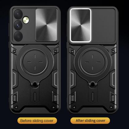 Techsuit CamGuard Pro Case - хибриден удароустойчив кейс с вградена поставка за Samsung Galaxy A55 5G (черен)  4