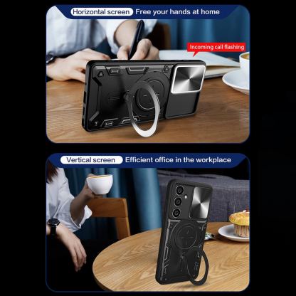 Techsuit CamGuard Pro Case - хибриден удароустойчив кейс с вградена поставка за Samsung Galaxy A34 5G (черен)  2