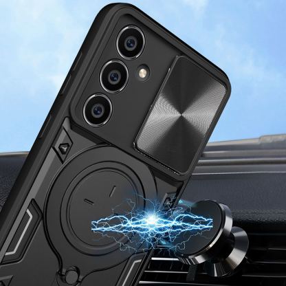Techsuit CamGuard Pro Case - хибриден удароустойчив кейс с вградена поставка за Samsung Galaxy A15 4G, Galaxy A15 5G  (черен)  4