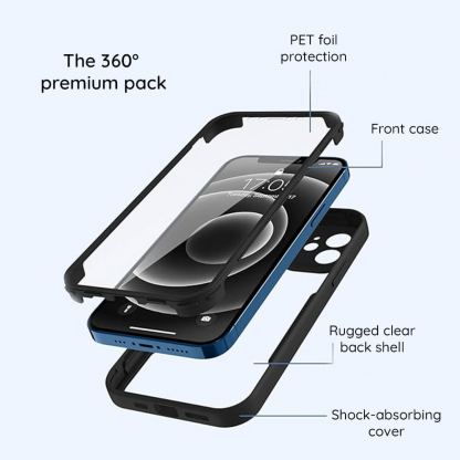 Techsuit ColorVerse 360 Protective Hybrid Case - удароустойчив хибриден кейс с вграден протектор за дисплея за Xiaomi Redmi 13, Poco M6 4G (черен-прозрачен) 3