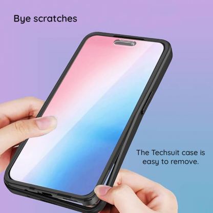 Techsuit ColorVerse 360 Protective Hybrid Case - удароустойчив хибриден кейс с вграден протектор за дисплея за Xiaomi Redmi 13, Poco M6 4G (черен-прозрачен) 4