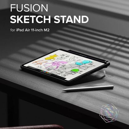 Ringke Fusion Sketch Case - удароустойчив хибриден кейс с поставка за iPad Air 11 (2024) (черен-прозрачен) 2