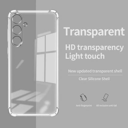 Techsuit Shockproof Clear Silicone Case - удароустойчив силиконов (TPU) калъф за Samsung Galaxy M55 (прозрачен)  6