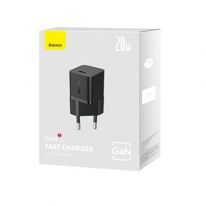 Baseus GaN 5 Mini Fast Wall Charger 20W (CCGN050101) - захранване за ел. мрежа с USB-C изход с технология за бързо зареждане (черен) 5
