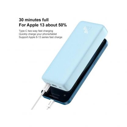 Baseus Airpow Fast Charging Power Bank 20W 20000 mAh (P10022804313-00) - външна батерия с 1xUSB-A и 1xUSB-C изходи с технология за бързо зареждане (син) 7