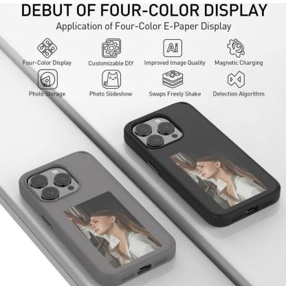 Techsuit SmartScreen NFC Hybrid Case - иновативен хибриден удароустойчив кейс с вграден дисплей за iPhone 15 Pro (черен) 4