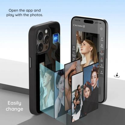 Techsuit SmartScreen NFC Hybrid Case - иновативен хибриден удароустойчив кейс с вграден дисплей за iPhone 15 Pro (черен) 8