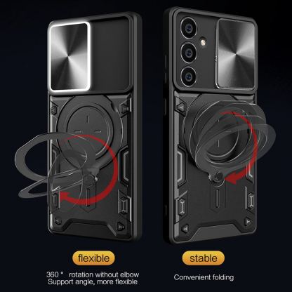 Techsuit CamGuard Pro Case - хибриден удароустойчив кейс с вградена поставка за Samsung Galaxy A15 4G, Galaxy A15 5G (розово злато)  3