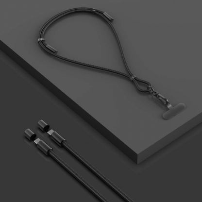 4smarts PhonoLace USB-C Mobile Phone Chain - универсална връзка за носене през врата за смартфони, с вграден USB-C към USB-C кабел (100 см) (черен) 8