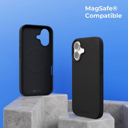 Prio Liquid Silicone Case Mag - силиконов (TPU) калъф с MagSafe за iPhone 16 (черен) 2