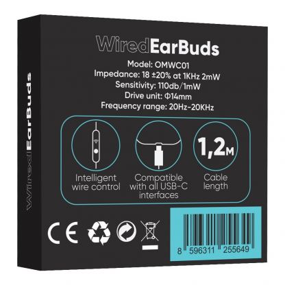 OBALME In-Ear Stereo Headphones with USB-C Connector - слушалки с микрофон за смартфони с USB-C конектор (черен) 4