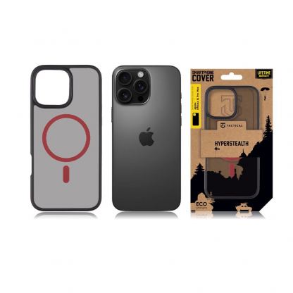 Tactical MagForce Hyperstealth 2.0 Cover - хибриден удароустойчив кейс с MagSafe за iPhone 16 Pro Max (черен-червен) 3