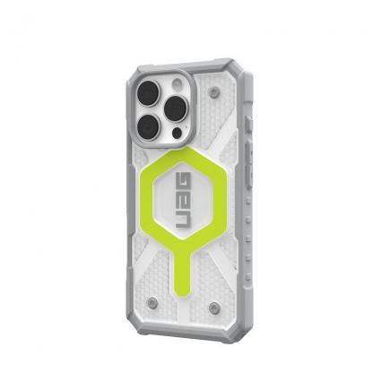 Urban Armor Gear Pathfinder Clear MagSafe Case - удароустойчив хибриден кейс с MagSafe за iPhone 16 Pro Max (сив-зелен) 5