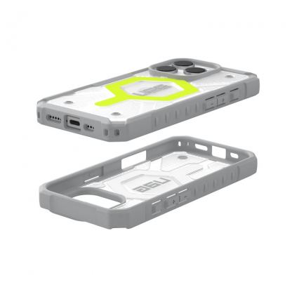 Urban Armor Gear Pathfinder Clear MagSafe Case - удароустойчив хибриден кейс с MagSafe за iPhone 16 Pro (сив-зелен) 6