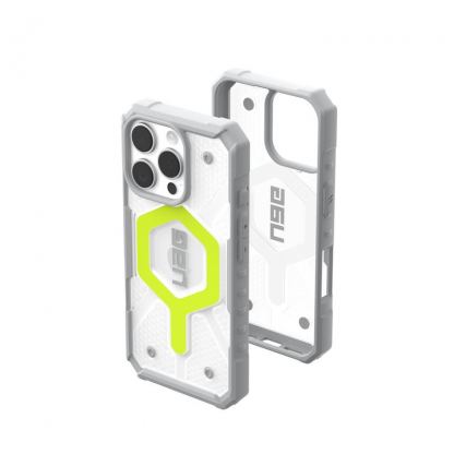Urban Armor Gear Pathfinder Clear MagSafe Case - удароустойчив хибриден кейс с MagSafe за iPhone 16 Pro (сив-зелен) 7