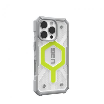 Urban Armor Gear Pathfinder Clear MagSafe Case - удароустойчив хибриден кейс с MagSafe за iPhone 16 Pro (сив-зелен) 10