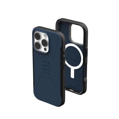 Urban Armor Gear Civilian MagSafe Case - удароустойчив хибриден кейс с MagSafe за iPhone 16 Pro (син) 7
