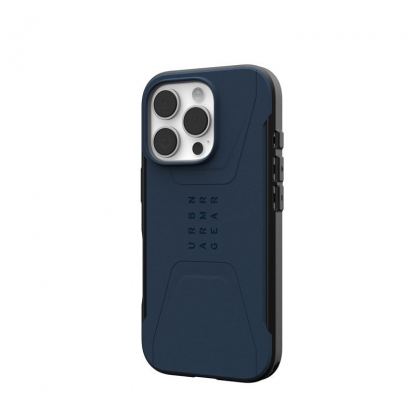Urban Armor Gear Civilian MagSafe Case - удароустойчив хибриден кейс с MagSafe за iPhone 16 Pro (син) 9