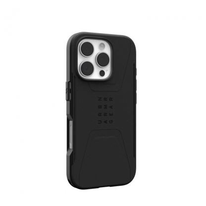 Urban Armor Gear Civilian MagSafe Case - удароустойчив хибриден кейс с MagSafe за iPhone 16 Pro (черен) 10