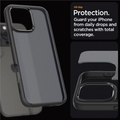 Spigen Ultra Hybrid Case - хибриден кейс с висока степен на защита за iPhone 16 Pro (черен-матиран) 10