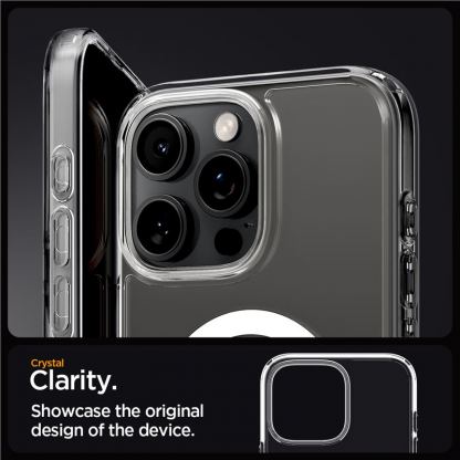 Spigen Ultra Hybrid MagSafe Case - хибриден кейс с висока степен на защита с MagSafe за iPhone 16 Pro (прозрачен-бял) 9