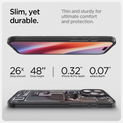 Spigen Ultra Hybrid MagSafe Zero One Case - хибриден кейс с висока степен на защита с MagSafe за iPhone 16 Pro (прозрачен-черен)  11