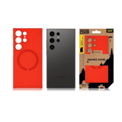 Tactical MagForce Aramid Bloody Mary Limited Edition Case - кевларен кейс с MagSafe за Samsung Galaxy S24 Ultra (червен) 4