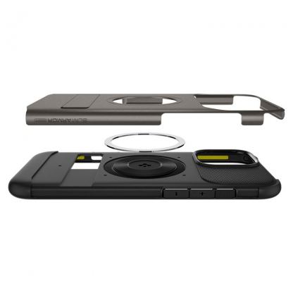 Spigen Slim Armor MagSafe Case - хибриден кейс с най-висока степен на защита с MagSafe за iPhone 16 Pro (тъмносив) 6