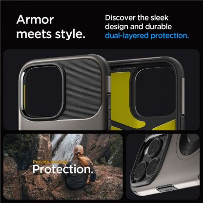 Spigen Slim Armor MagSafe Case - хибриден кейс с най-висока степен на защита с MagSafe за iPhone 16 Pro (тъмносив) 8