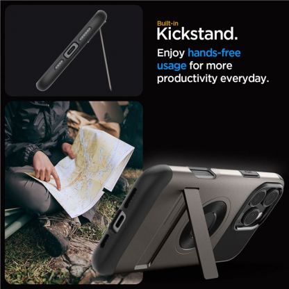 Spigen Slim Armor MagSafe Case - хибриден кейс с най-висока степен на защита с MagSafe за iPhone 16 Pro (тъмносив) 10