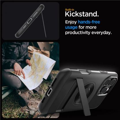 Spigen Slim Armor MagSafe Case - хибриден кейс с най-висока степен на защита с MagSafe за iPhone 16 Pro (черен) 10