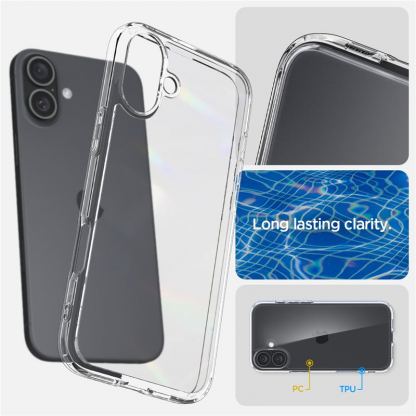 Spigen Ultra Hybrid Case - хибриден кейс с висока степен на защита за iPhone 16 (прозрачен) 9