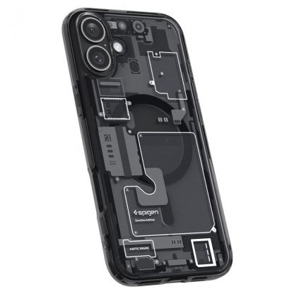 Spigen Ultra Hybrid MagSafe Zero One Case - хибриден кейс с висока степен на защита с MagSafe за iPhone 16 (прозрачен-черен)  5