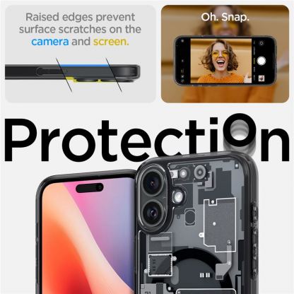 Spigen Ultra Hybrid MagSafe Zero One Case - хибриден кейс с висока степен на защита с MagSafe за iPhone 16 (прозрачен-черен)  10