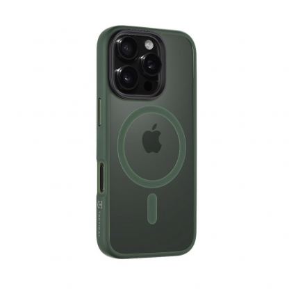 Tactical MagForce Hyperstealth Cover - хибриден удароустойчив кейс с MagSafe за iPhone 16 Pro (черен-зелен)  2
