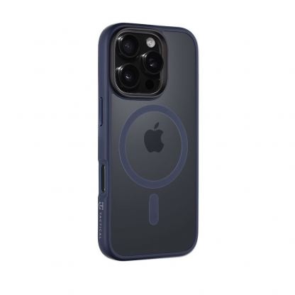 Tactical MagForce Hyperstealth Cover - хибриден удароустойчив кейс с MagSafe за iPhone 16 Pro (черен-син)  2
